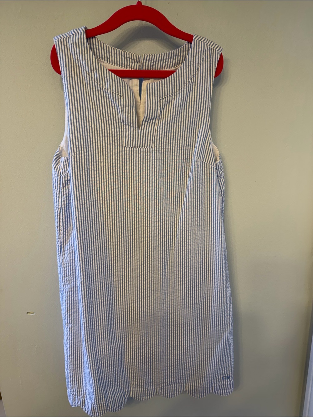 Vineyard Vines Blue and White Striped Seersucker Shift Dress